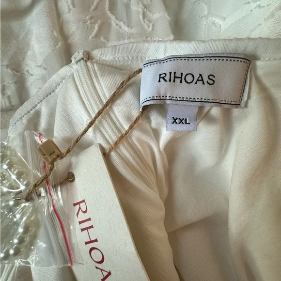 RIHOAS Ivory Midi Dress with Pearl Straps - NWT - Picture 6 of 6